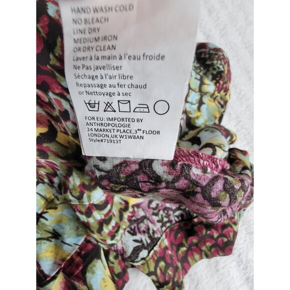 Anthropologie Tiny Womens XL Multicolor Abstract Short Sleeve Button-Down Blouse - Picture 5 of 8